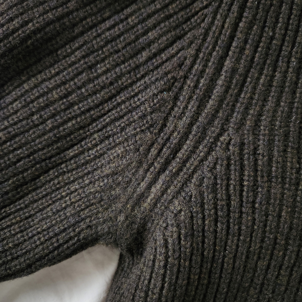 Sandro Olive Brown Merino Ribbed Crewneck Sweater - Picture 6 of 9